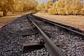 Infrared photo Ã¢â¬â railway, landscape, and tree Royalty Free Stock Photo